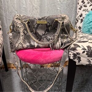 Cynthia Rowley Snake Print Shoulder Bag with Gold Accents